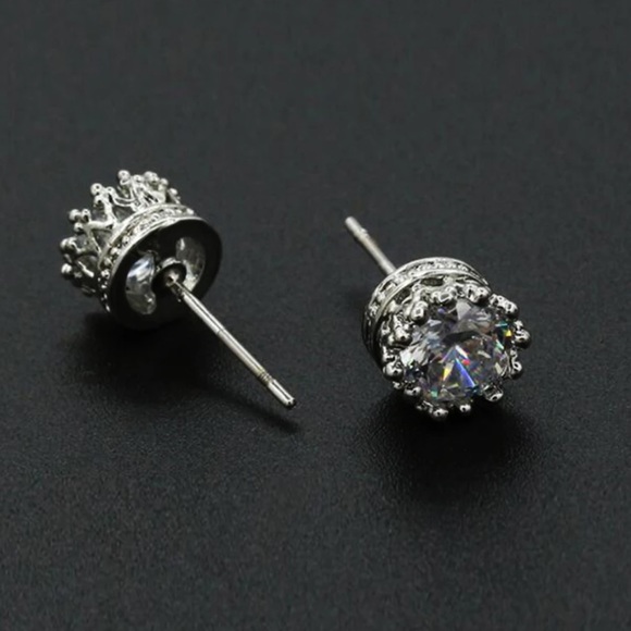 Jewelry - Silver Crown CZ Stud Earrings